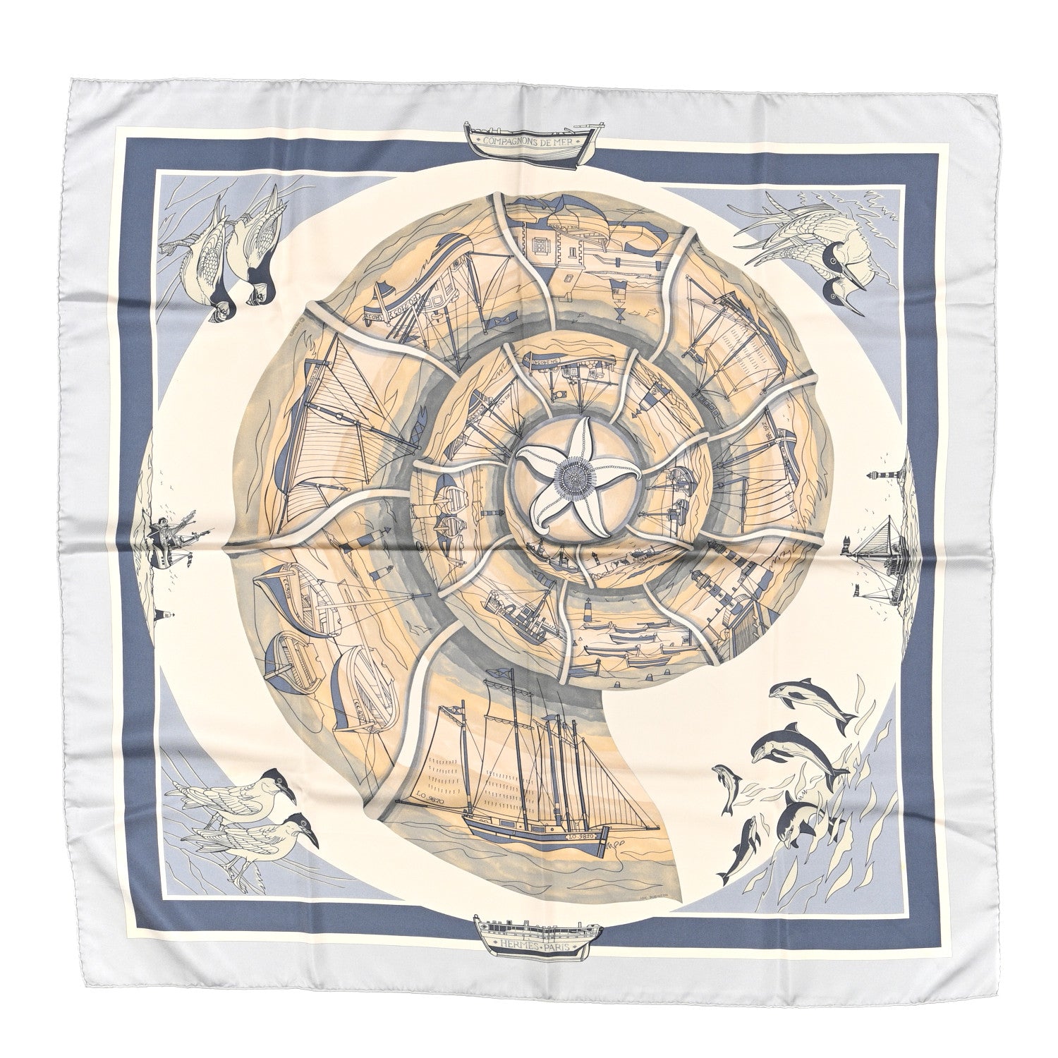 Hermes Silk Compagnons De Mer Scarf 90 1834048 – FASHIONPHILE