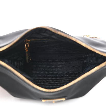 Prada Tessuto Nylon Calfskin Hobo Black 4 of 9