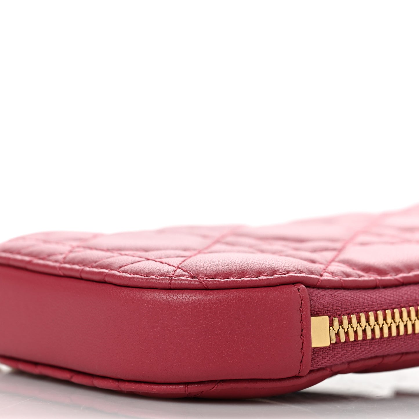 Lambskin Cannage Lady Dior Phone Holder Red