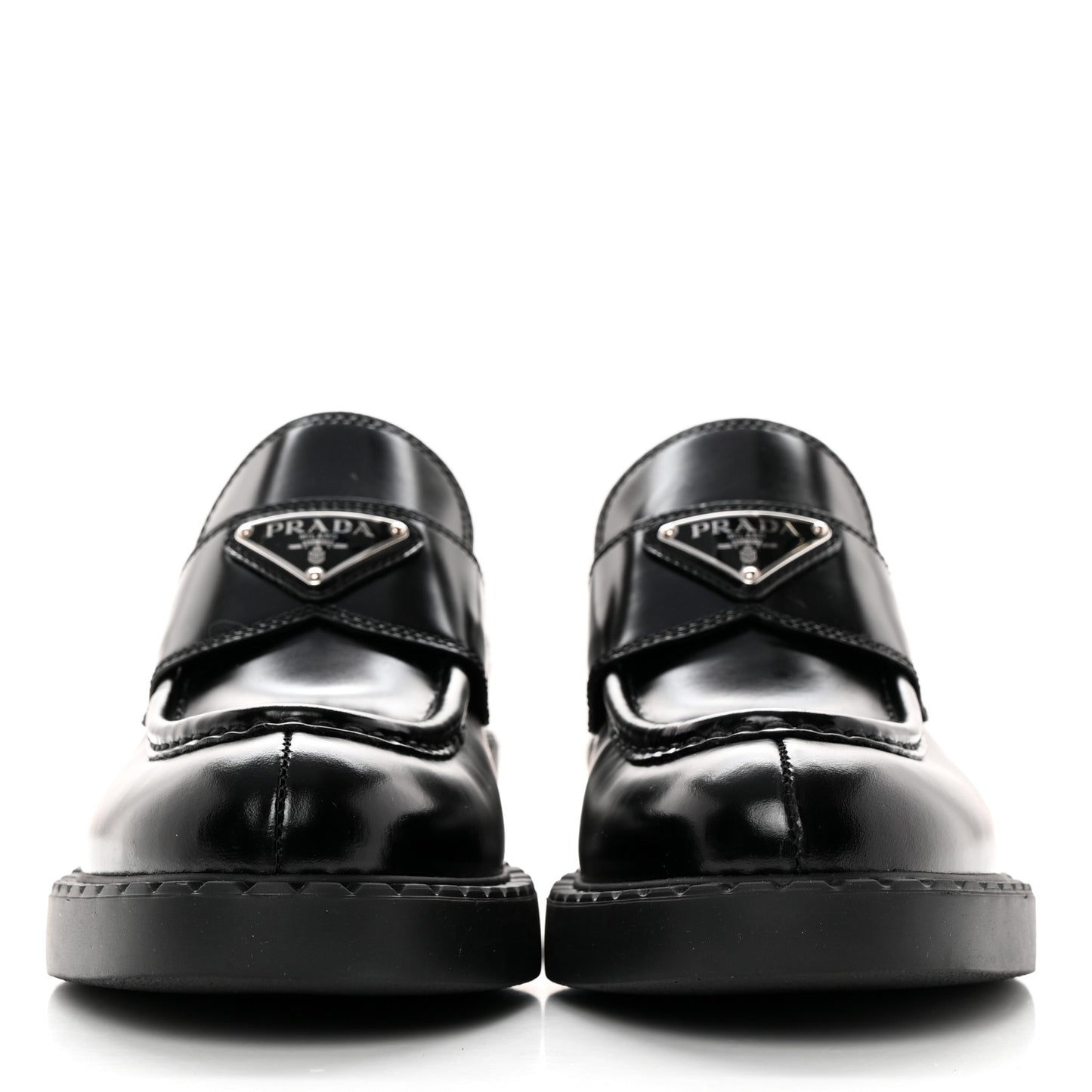 Spazzolato Metal Triangle Logo 50mm Loafers 37.5 Black