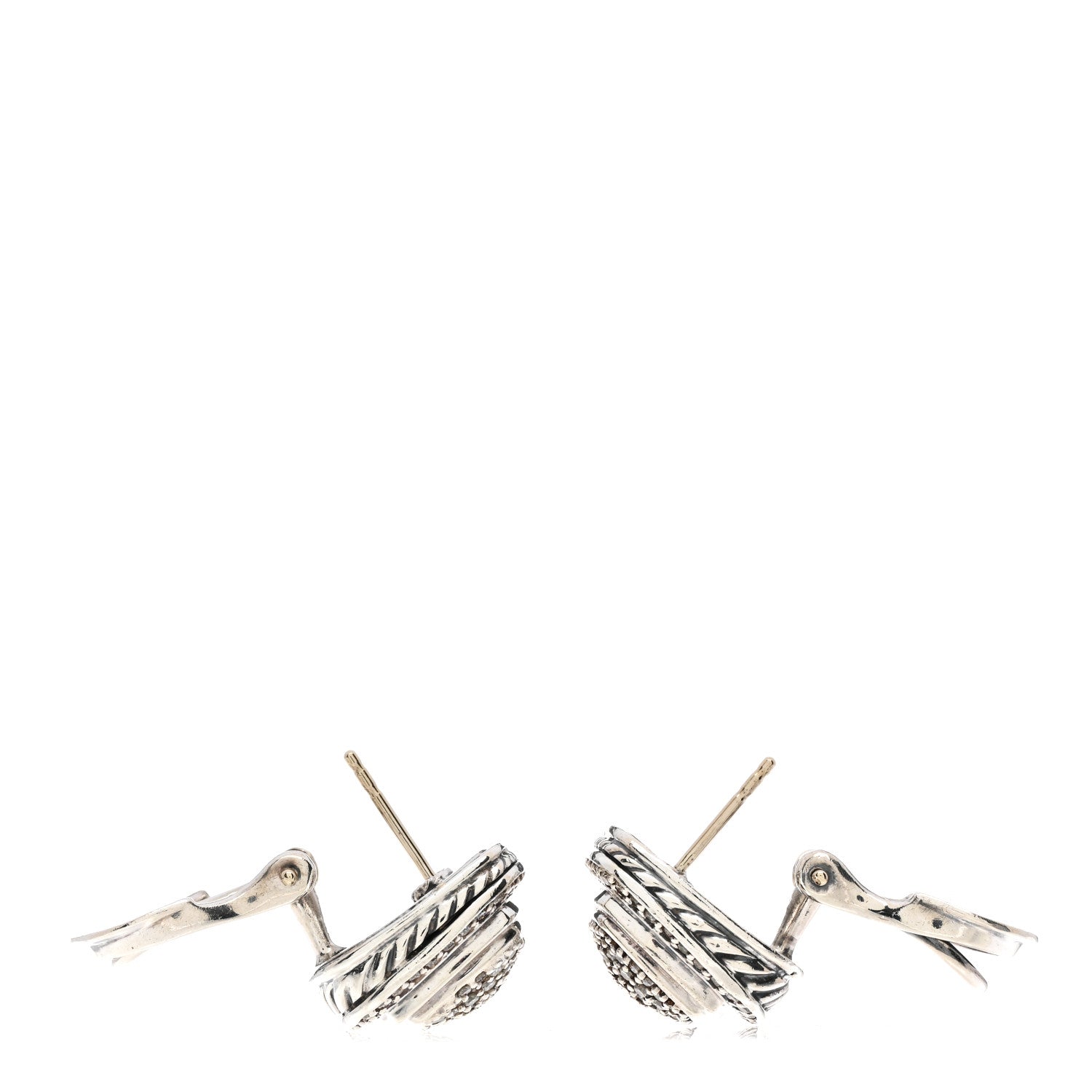 David Yurman Sterling Silver Diamond 10mm Pave Albion Earrings 3 of 4