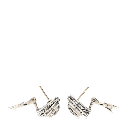 David Yurman Sterling Silver Diamond 10mm Pave Albion Earrings 3 of 4