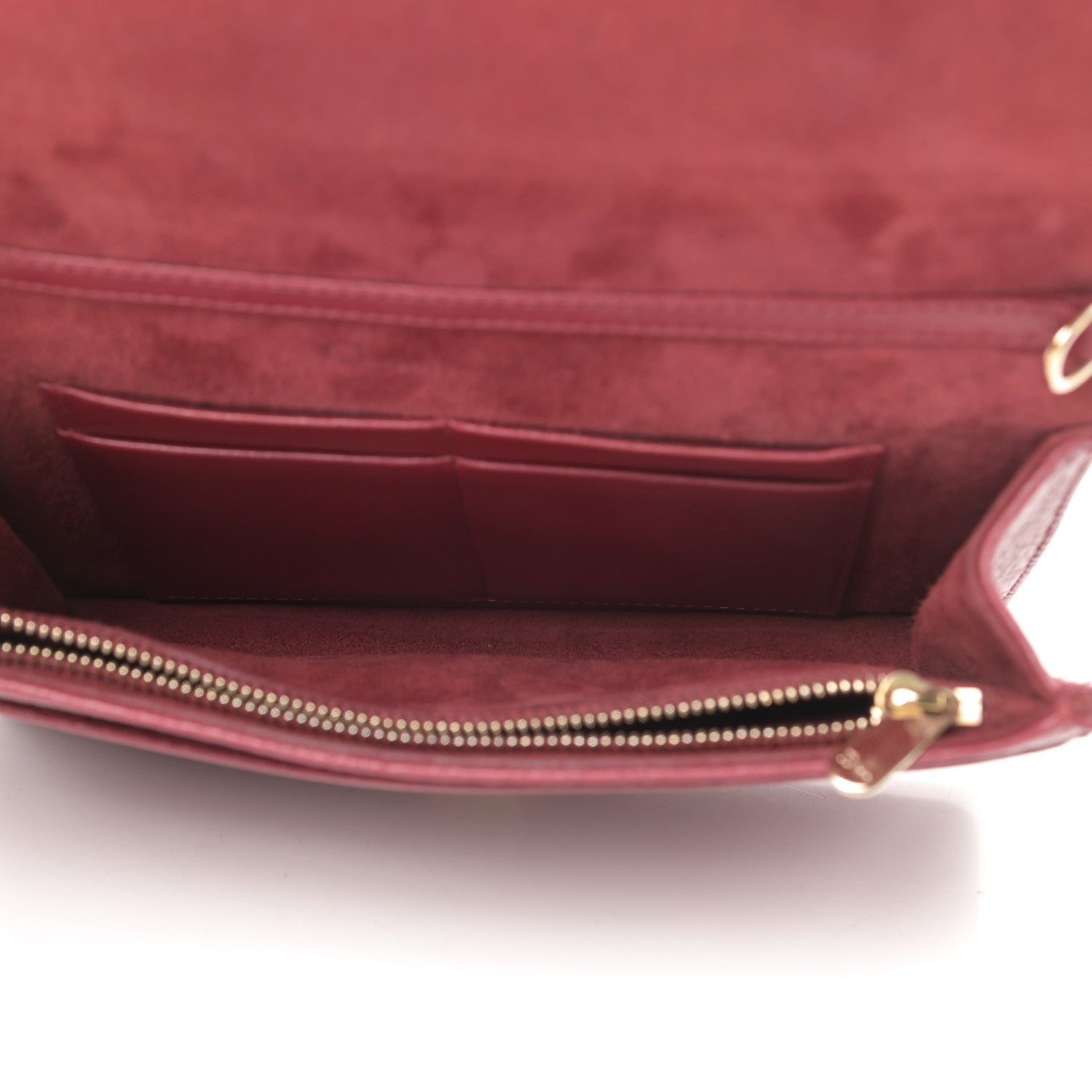 Christian Dior Grained Calfskin Diorama Wallet on Chain Pouch Burgundy 5 of 15