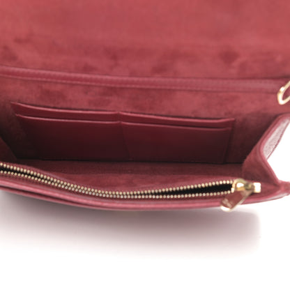Christian Dior Grained Calfskin Diorama Wallet on Chain Pouch Burgundy 5 of 15