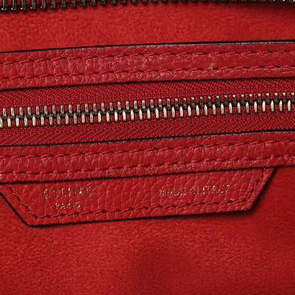 Celine Drummed Calfskin Mini Luggage Coquelicot 6 of 8