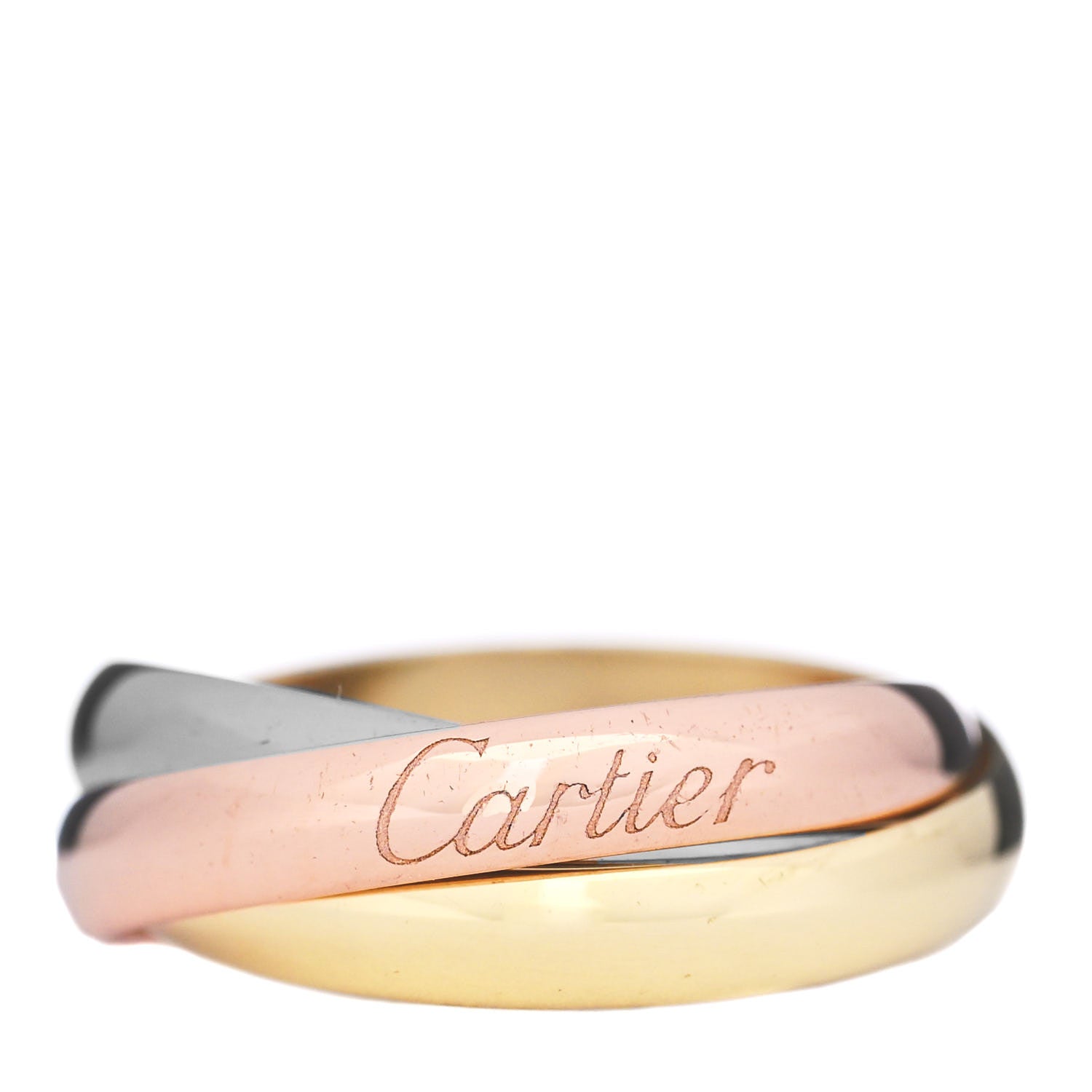 Cartier 18K Pink Yellow White Gold Classic Trinity Ring 48 4.5 1 of 6