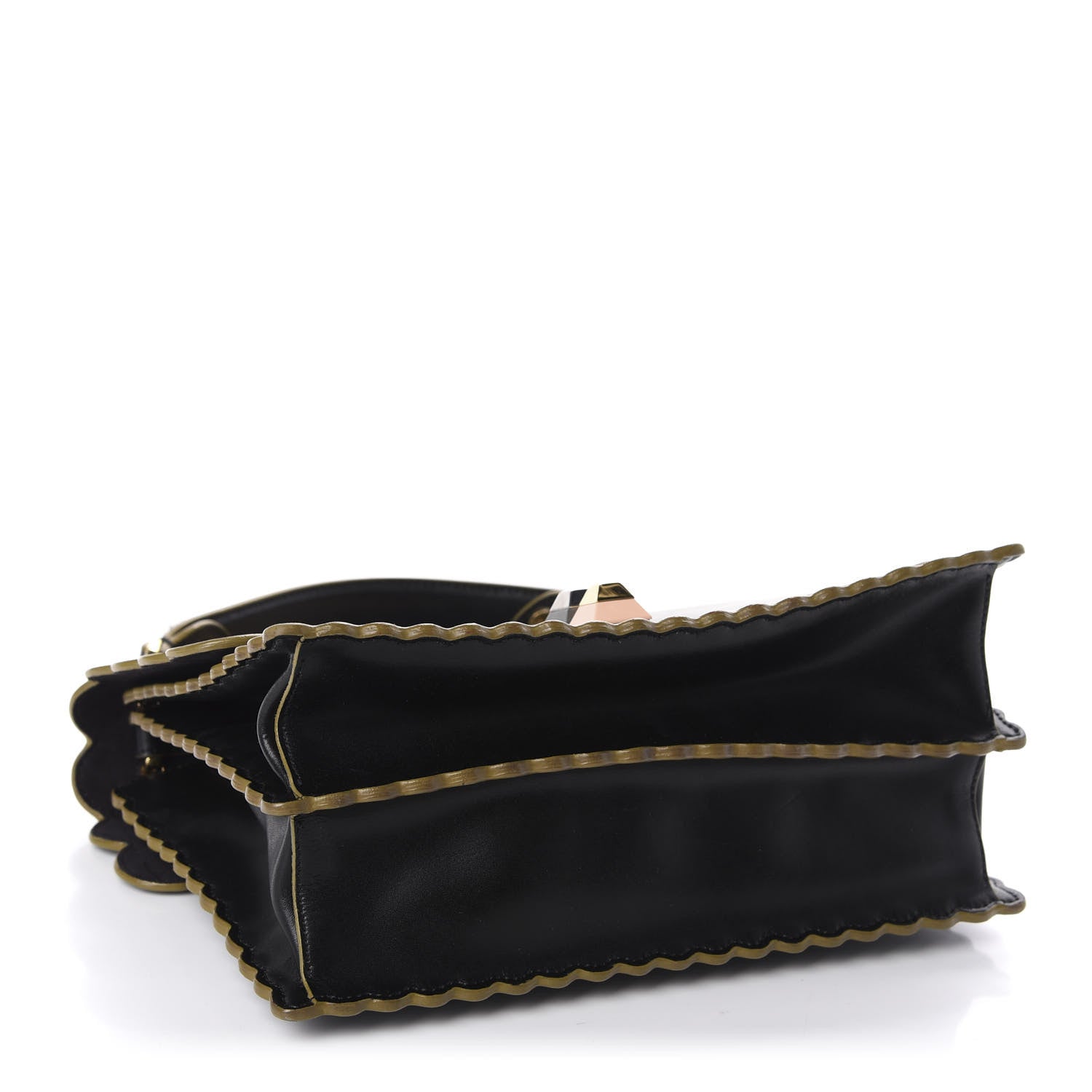 Fendi Vitello Liberty Scalloped Studded Kan I Shoulder Bag Black 4 of 20