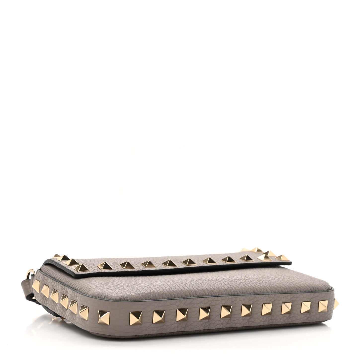 Grainy Calfskin Rockstud Crossbody Pouch Moon Taupe