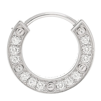 Cartier 18K White Gold Diamond Pave Single LOVE Hoop Earring 1 of 5