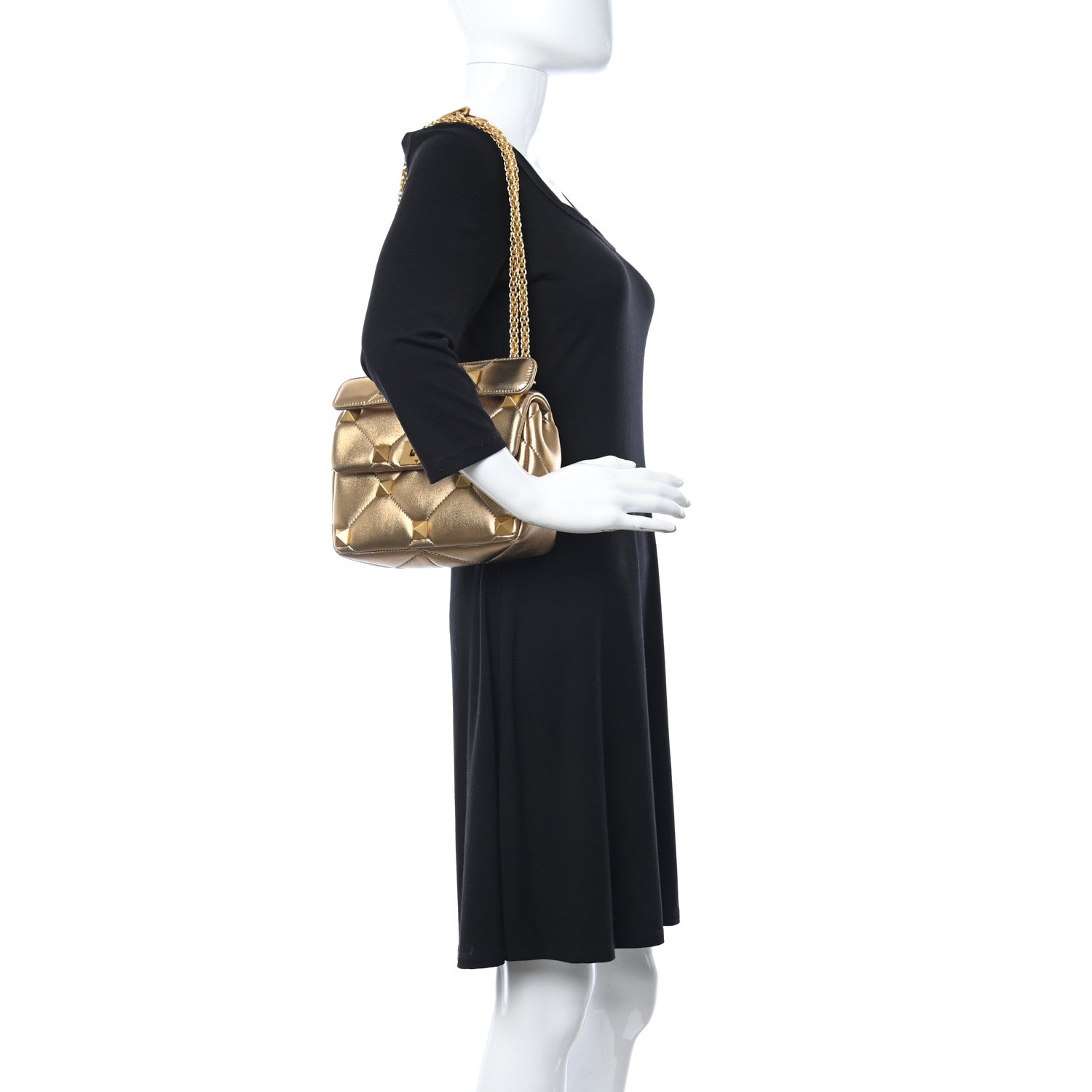 Valentino Garavani Nappa Medium Roman Stud Shoulder Bag Antique Brass 2 of 10