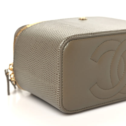 Chanel Calfskin Lizard Embossed Top Handle Vanity With Chain  Dark Khaki 9 of 11