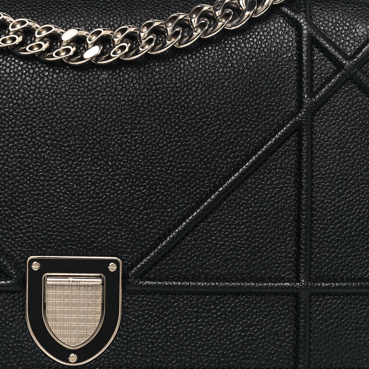 Grained Calfskin Medium Diorama Flap Bag Black