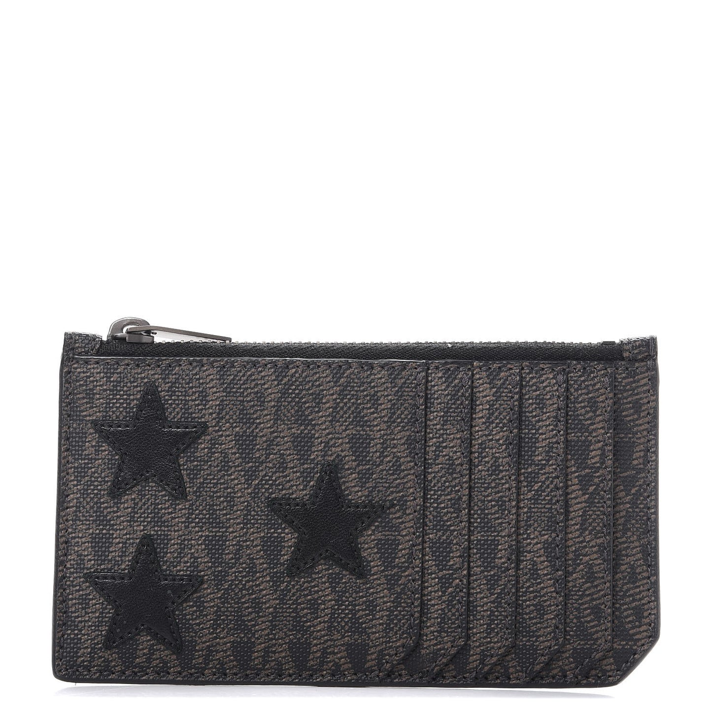Classic Toile Monogram Stars 5 Fragments Zip Pouch Card Holder Black