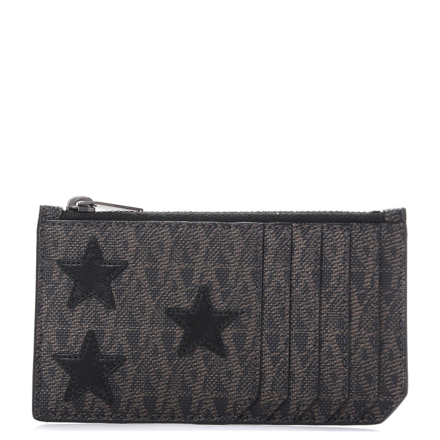 Saint Laurent Classic Toile Monogram Stars 5 Fragments Zip Pouch Card Holder Black 1 of 8