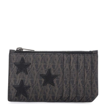 Saint Laurent Classic Toile Monogram Stars 5 Fragments Zip Pouch Card Holder Black 1 of 8