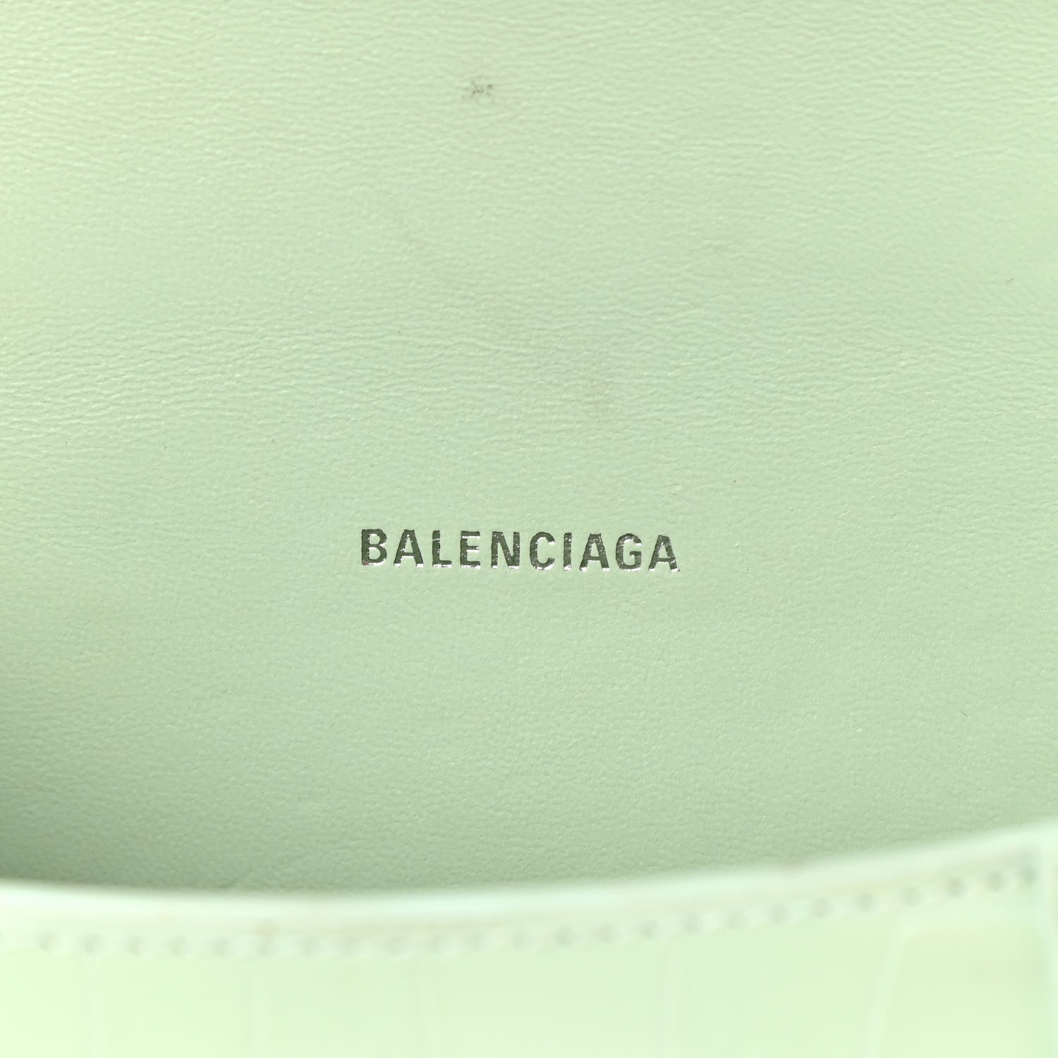 Balenciaga Shiny Calfskin Crocodile Embossed Hourglass Top Handle Bag XS Light Green 6 of 20