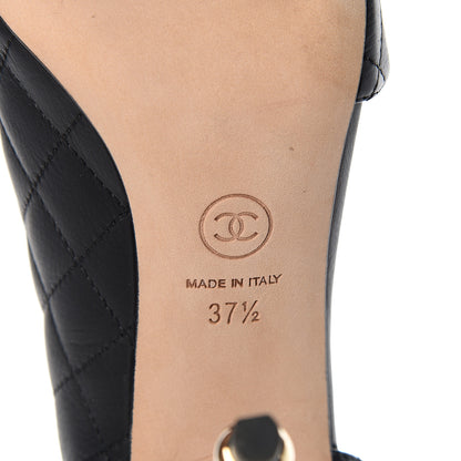 Chanel Calfskin Quilted Peep Toe Pumps 37.5 Black 7 of 9