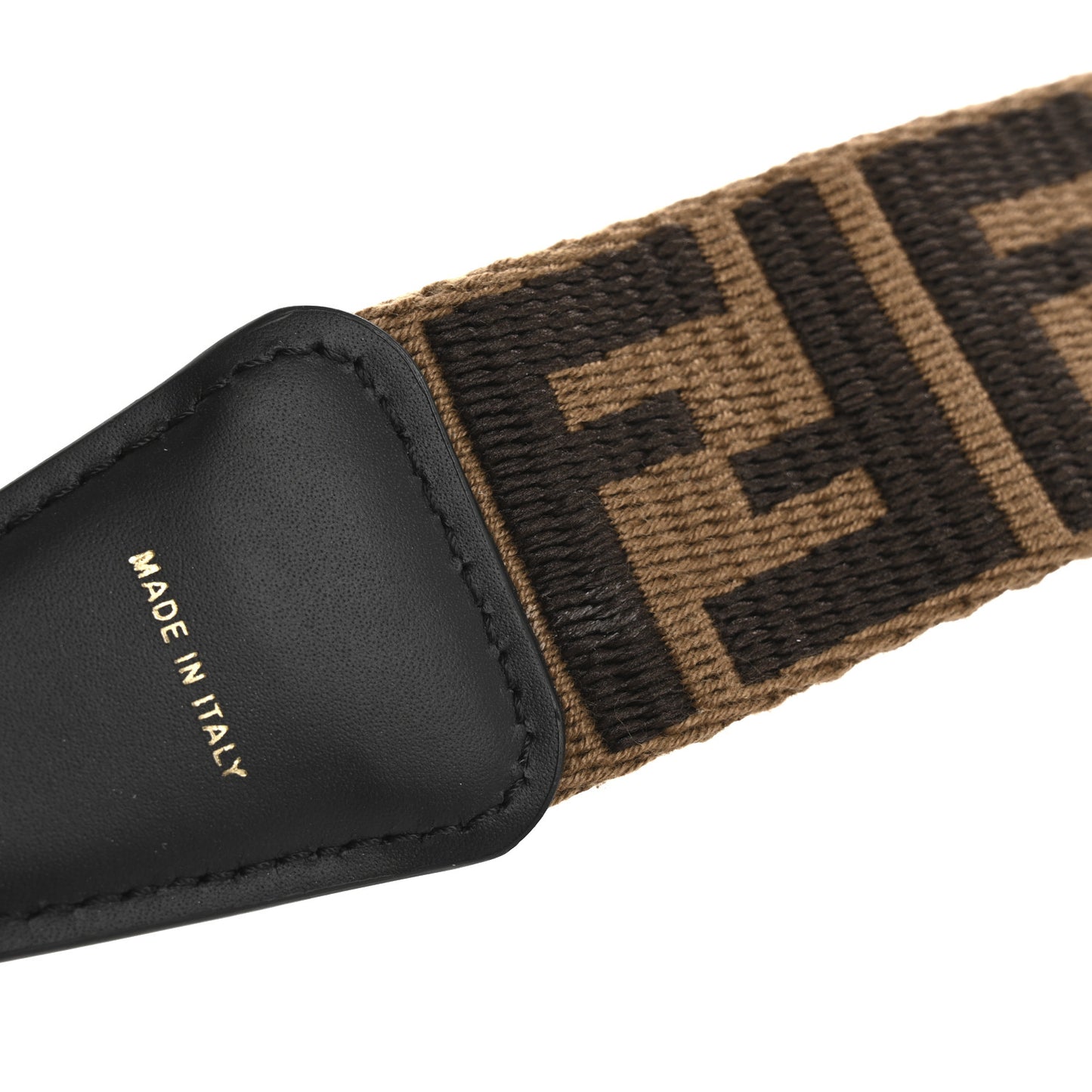 Ribbon Vitello Century FF 1974 Flat Studded Strap You Fango Marrone Ebano