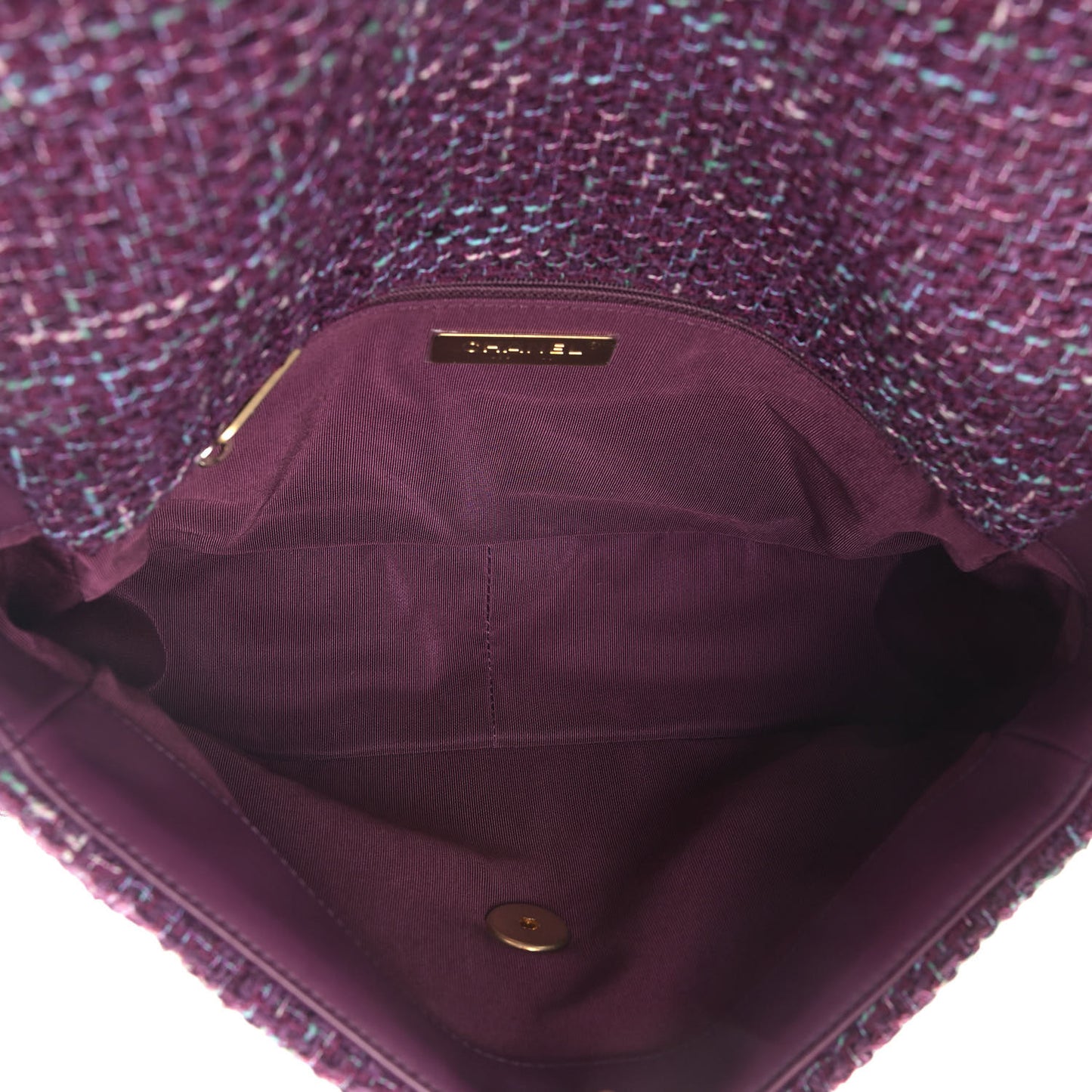 Tweed Quilted Medium Chanel 19 Flap Purple