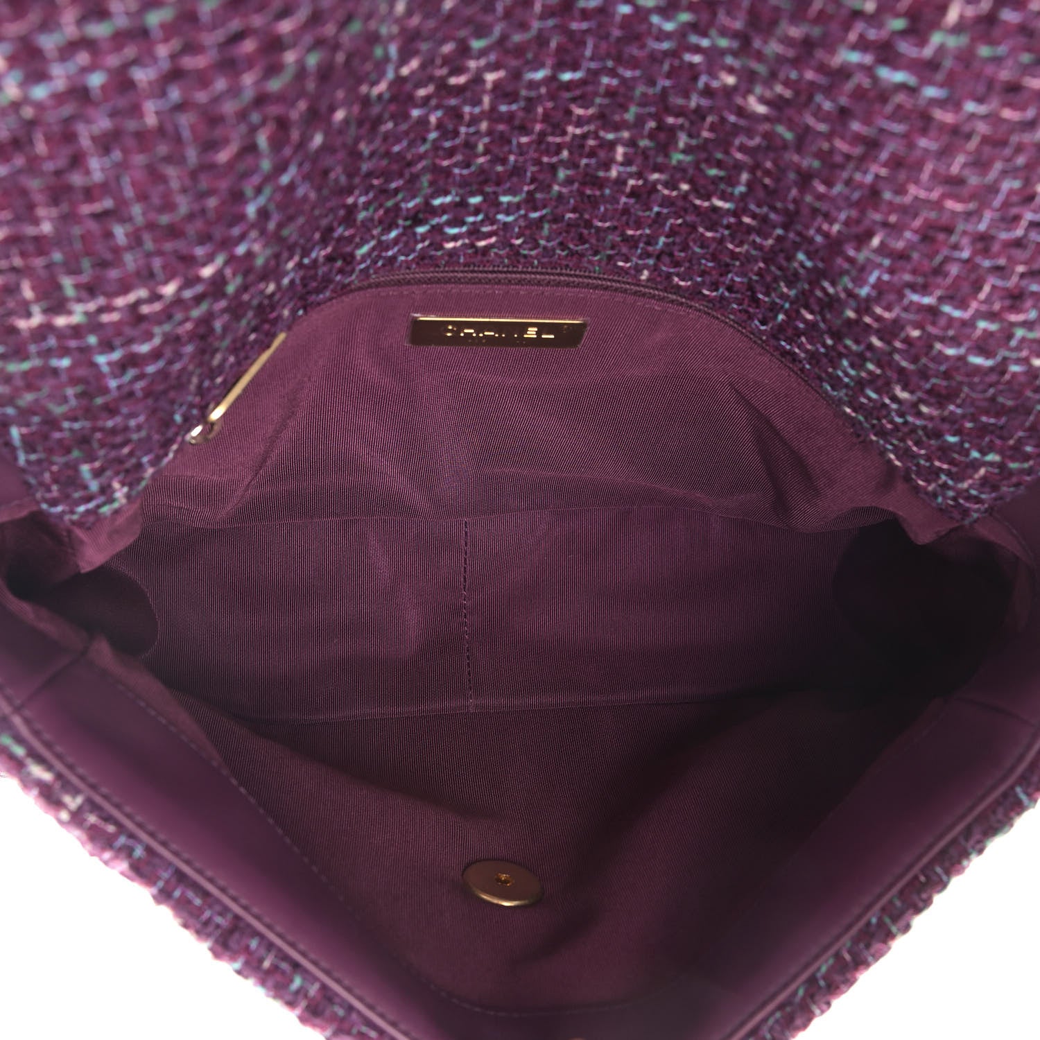 Chanel Tweed Quilted Medium Chanel 19 Flap Purple 4 of 5