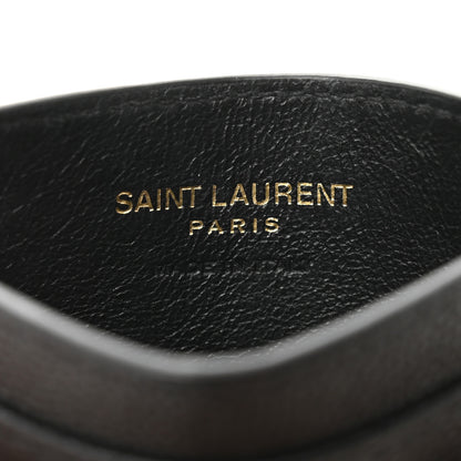 Saint Laurent Grain De Poudre Matelasse Chevron Monogram Credit Card Case Black 6 of 10