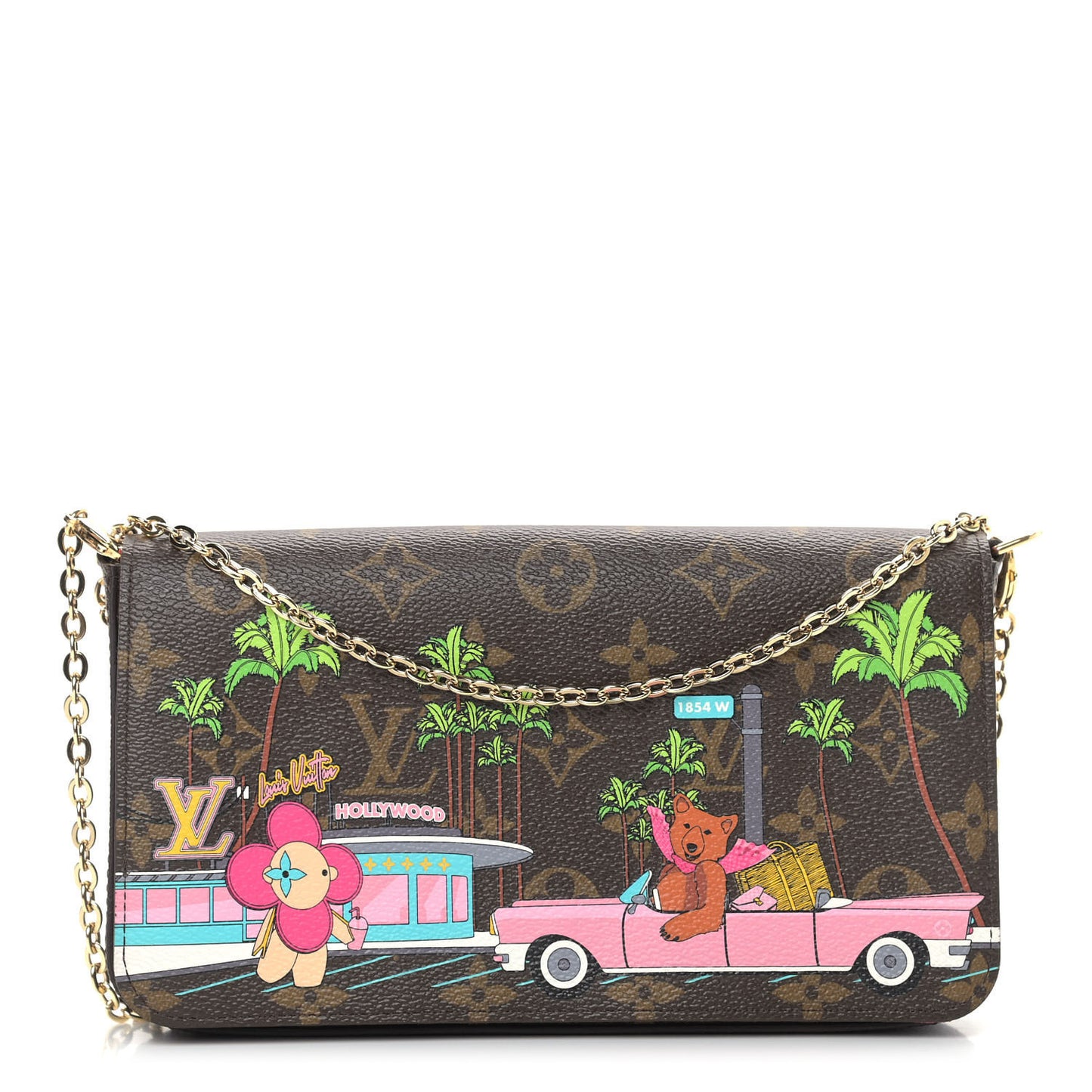 Monogram 2021 Christmas Animation Hollywood Pochette Felicie Chain Wallet Fuchsia