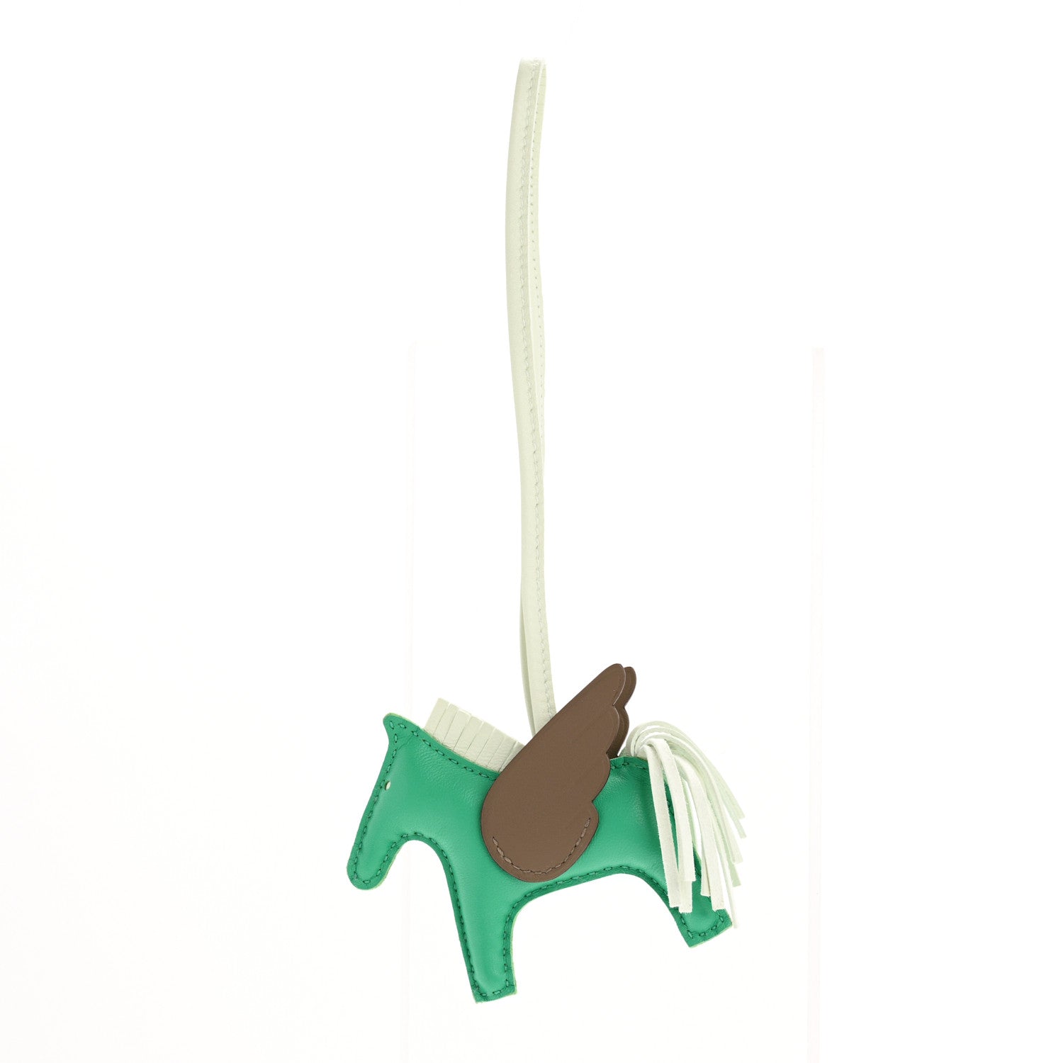 Hermes Milo Lambskin Grigri Rodeo Pegase Horse Bag Charm PM Menthe Vert Fizz Etoupe 1 of 5