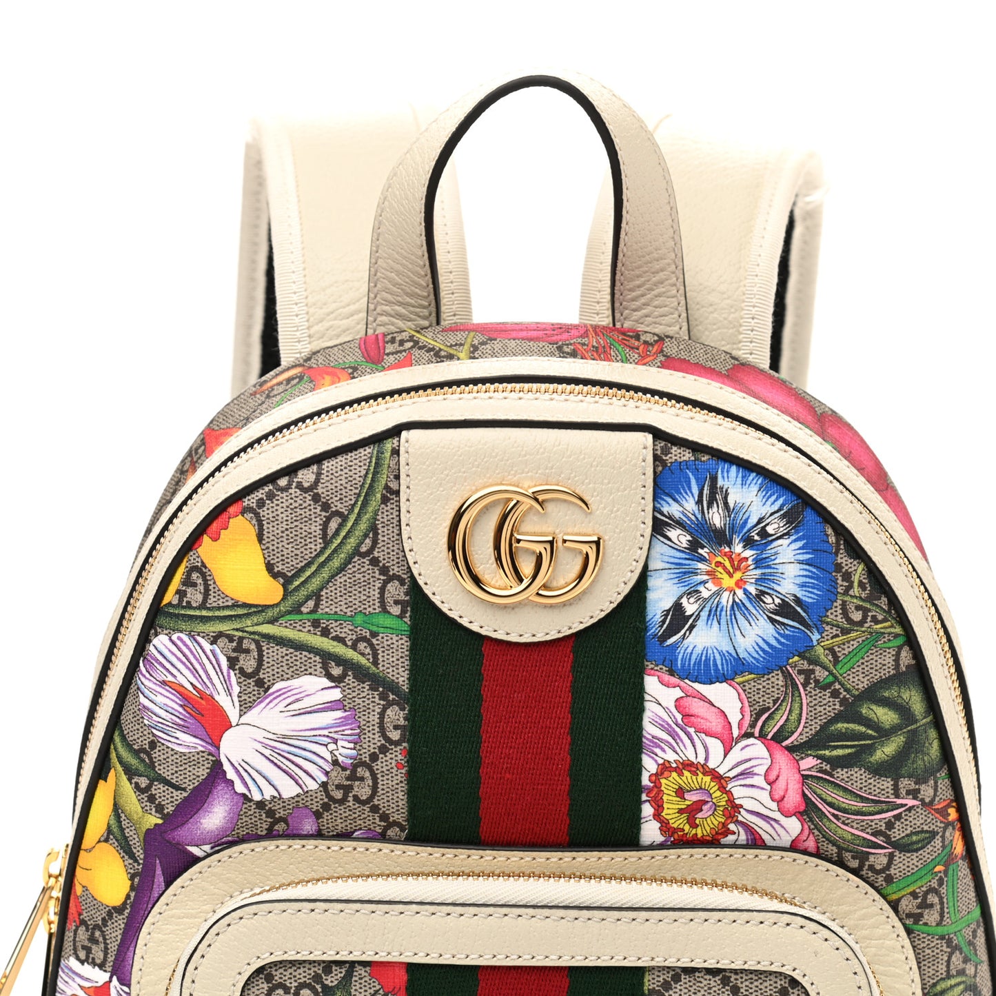 GG Supreme Monogram Flora Web Small Ophidia Day Backpack White