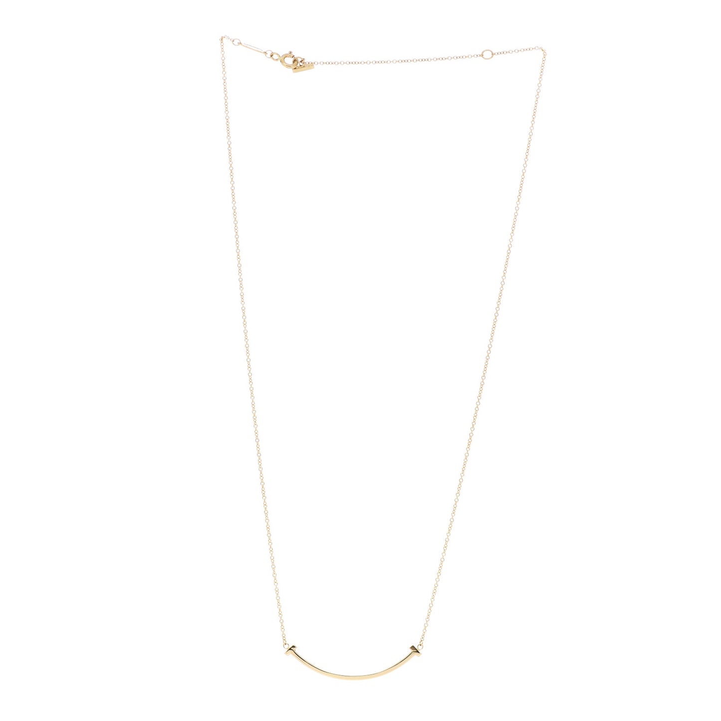 18K Yellow Gold Small T Smile Pendant Necklace