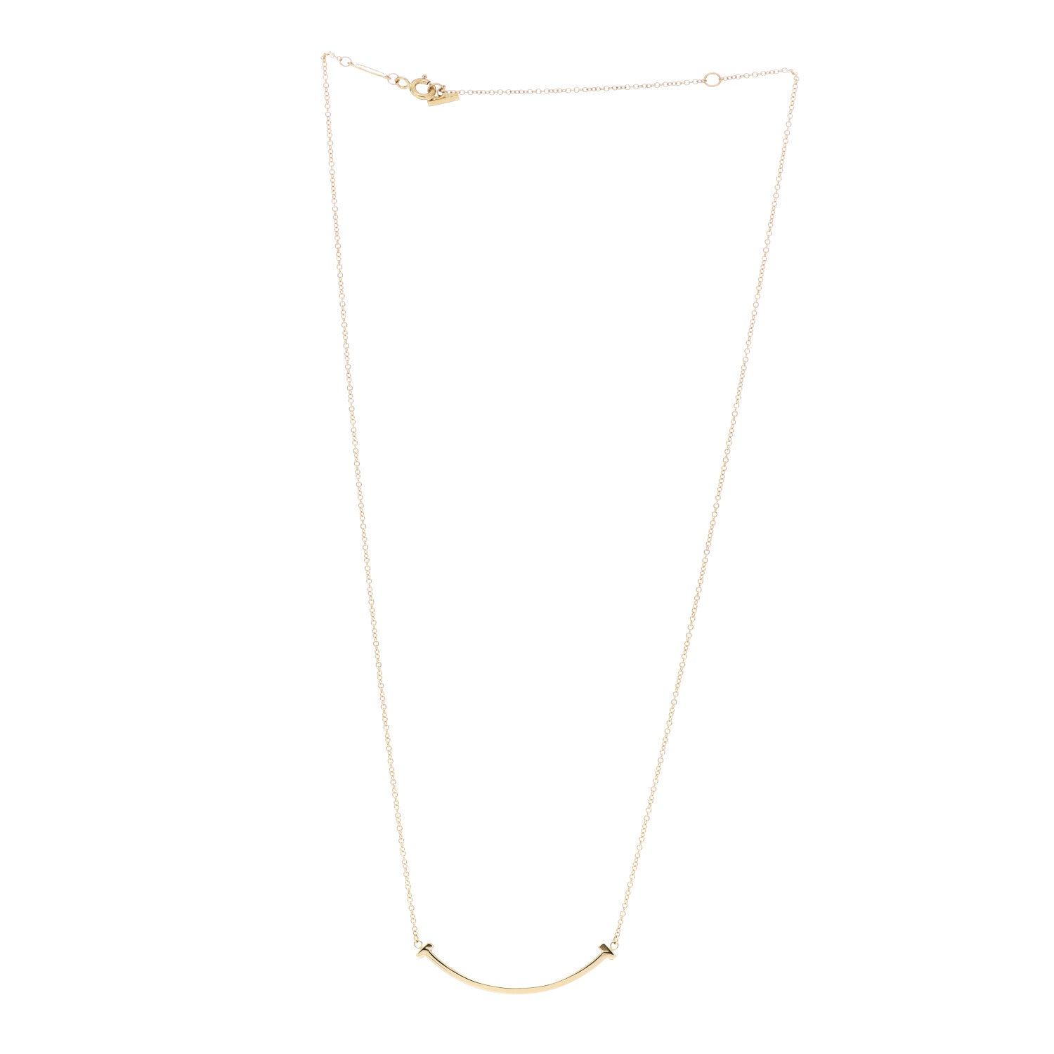 Tiffany 18K Yellow Gold Small T Smile Pendant Necklace 3 of 4