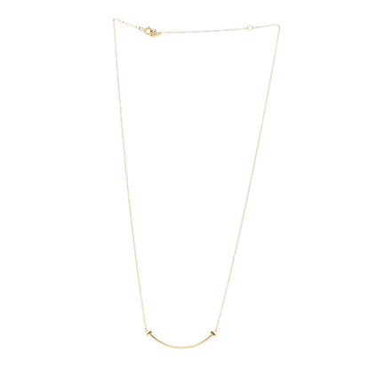 Tiffany 18K Yellow Gold Small T Smile Pendant Necklace 3 of 4