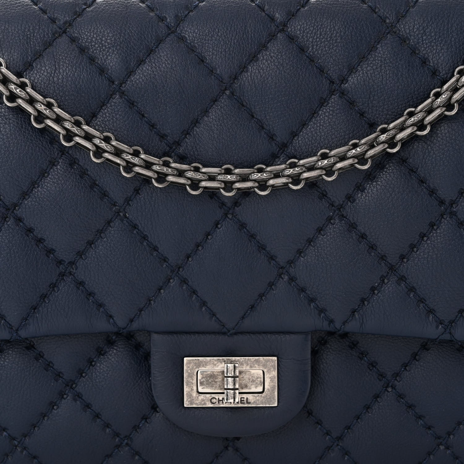 Chanel Calfskin Stitched 2.55 Reissue 226 Flap Navy 8 of 11