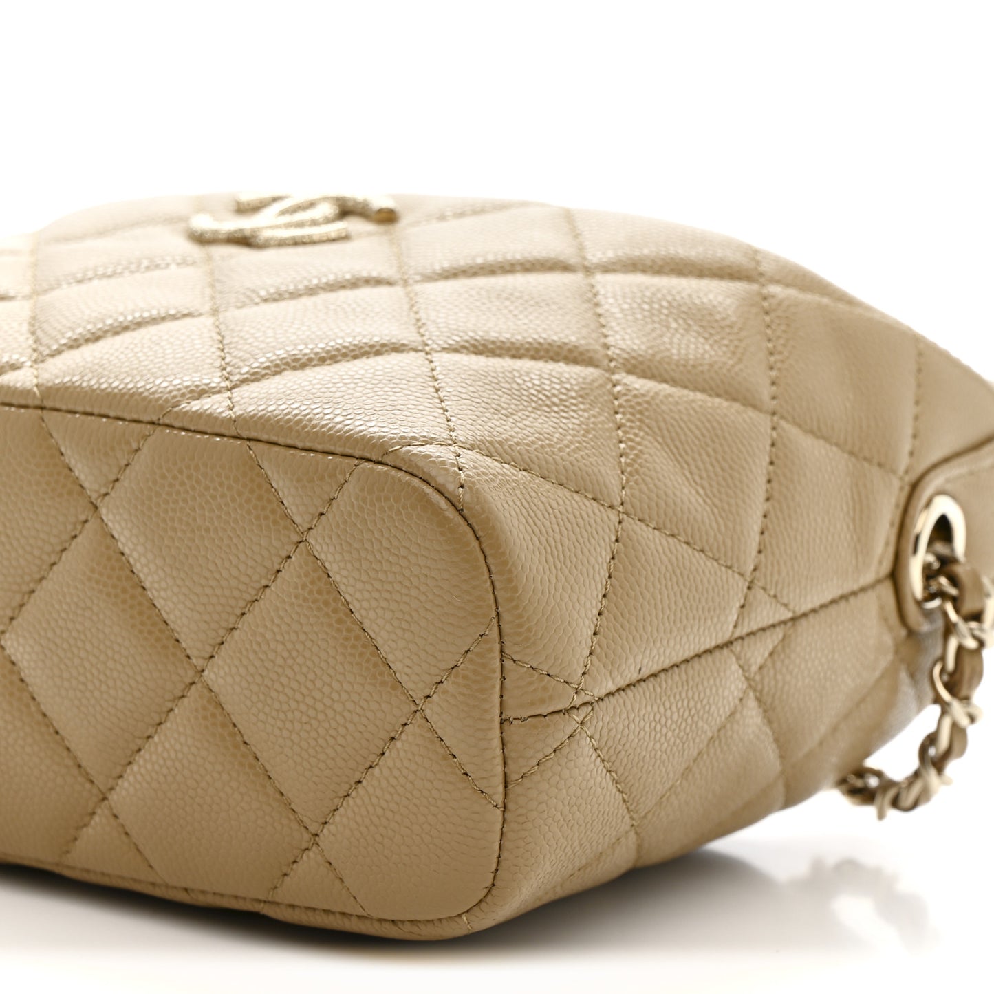 Caviar Quilted Hobo Dark Beige