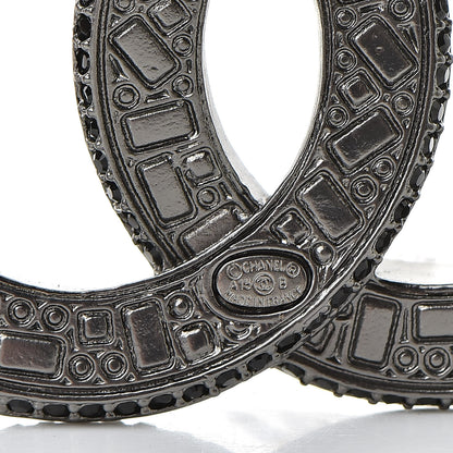 Chanel Crystal Baguette CC Brooch Black Silver 4 of 5