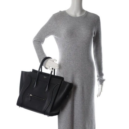 Celine Drummed Calfskin Mini Luggage Black 2 of 8