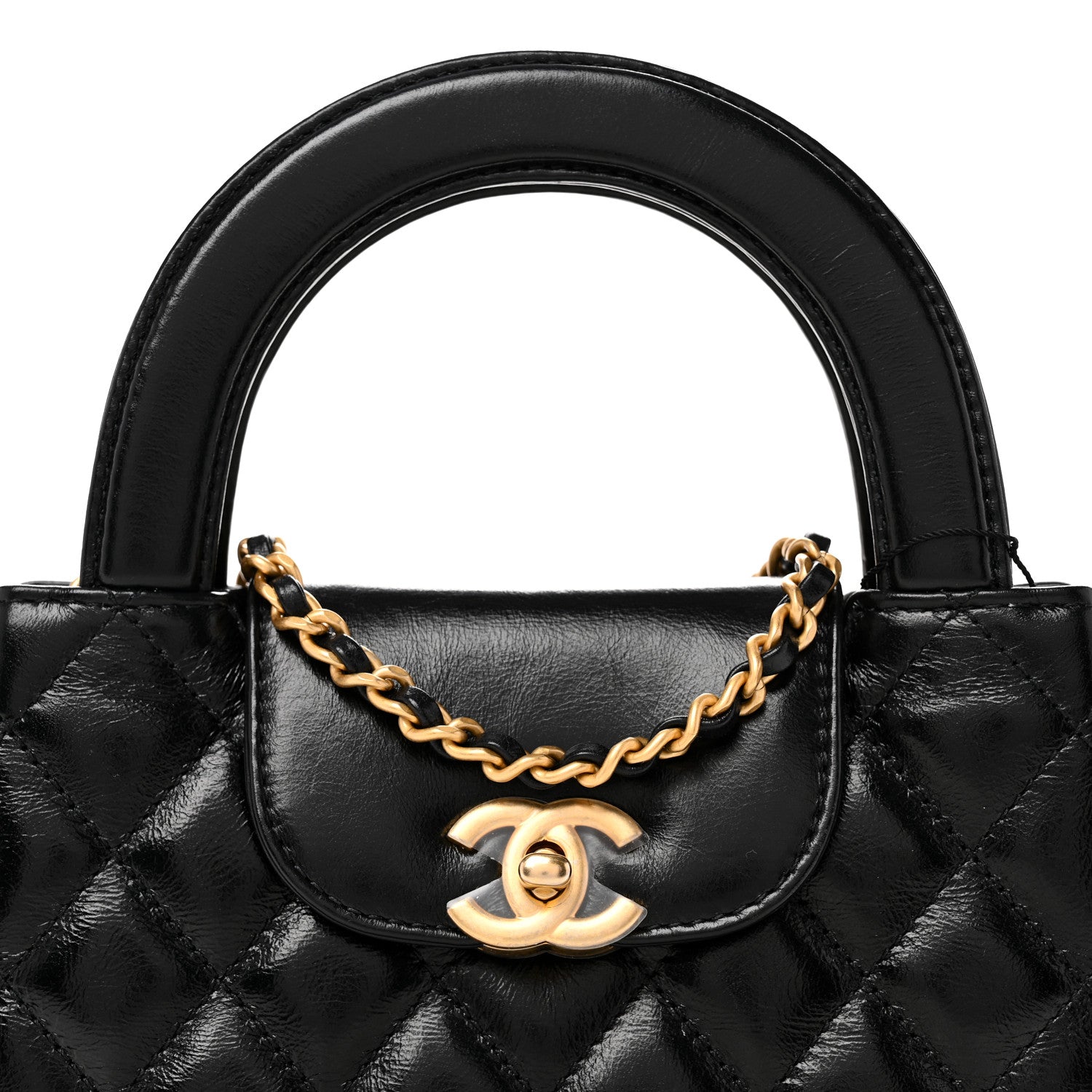 Chanel Shiny Aged Calfskin Quilted Nano Kelly Shopper Black 7 of 11