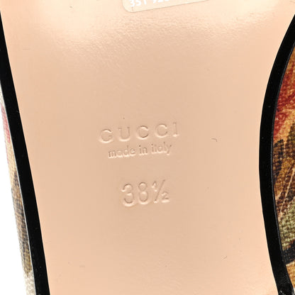 Gucci GG Supreme Monogram Malaga Kid Water Flora Womens Princetown Slippers 38.5 Beige White Multicolor Mystic White 6 of 9