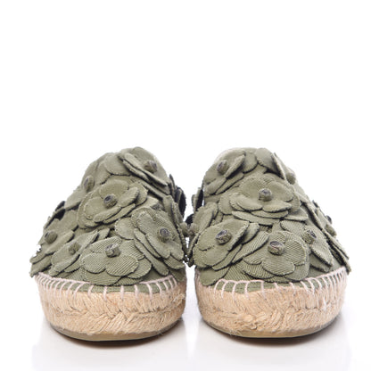 Chanel Fabric Camellia CC Espadrilles 39 Khaki 2 of 10