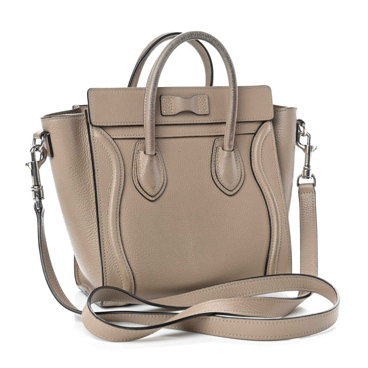 Celine Drummed Calfskin Nano Luggage Dune 3 of 11