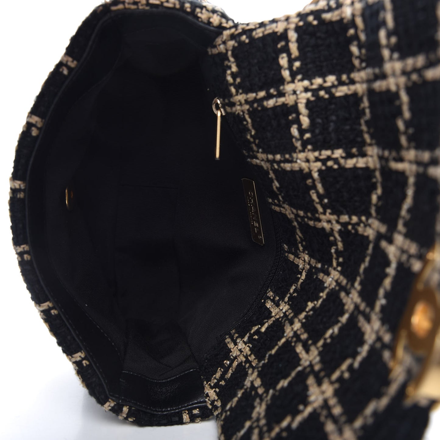 Tweed Quilted Medium Chanel 19 Flap Black Beige