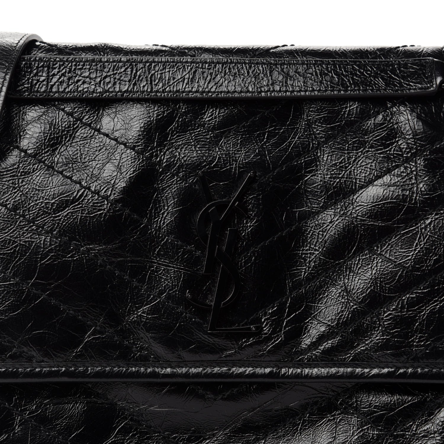 Saint Laurent Crinkled Calfskin Matelasse Monogram Medium Niki Chain Satchel Black 12 of 12