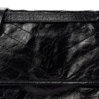Saint Laurent Crinkled Calfskin Matelasse Monogram Medium Niki Chain Satchel Black 12 of 12
