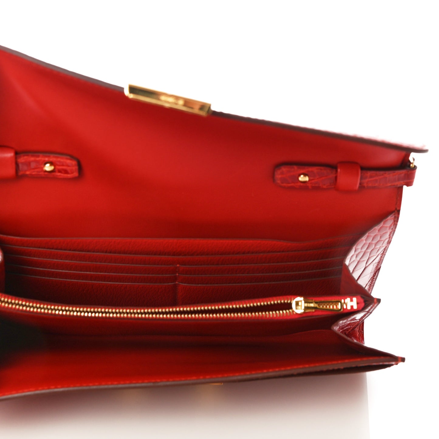Shiny Alligator Constance Long Wallet To Go Sanguine