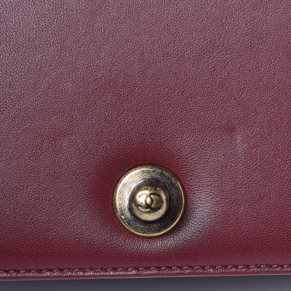 Chanel Lambskin Quilted Medium Boy Studded Handle Flap Burgundy Gold 15 of 26