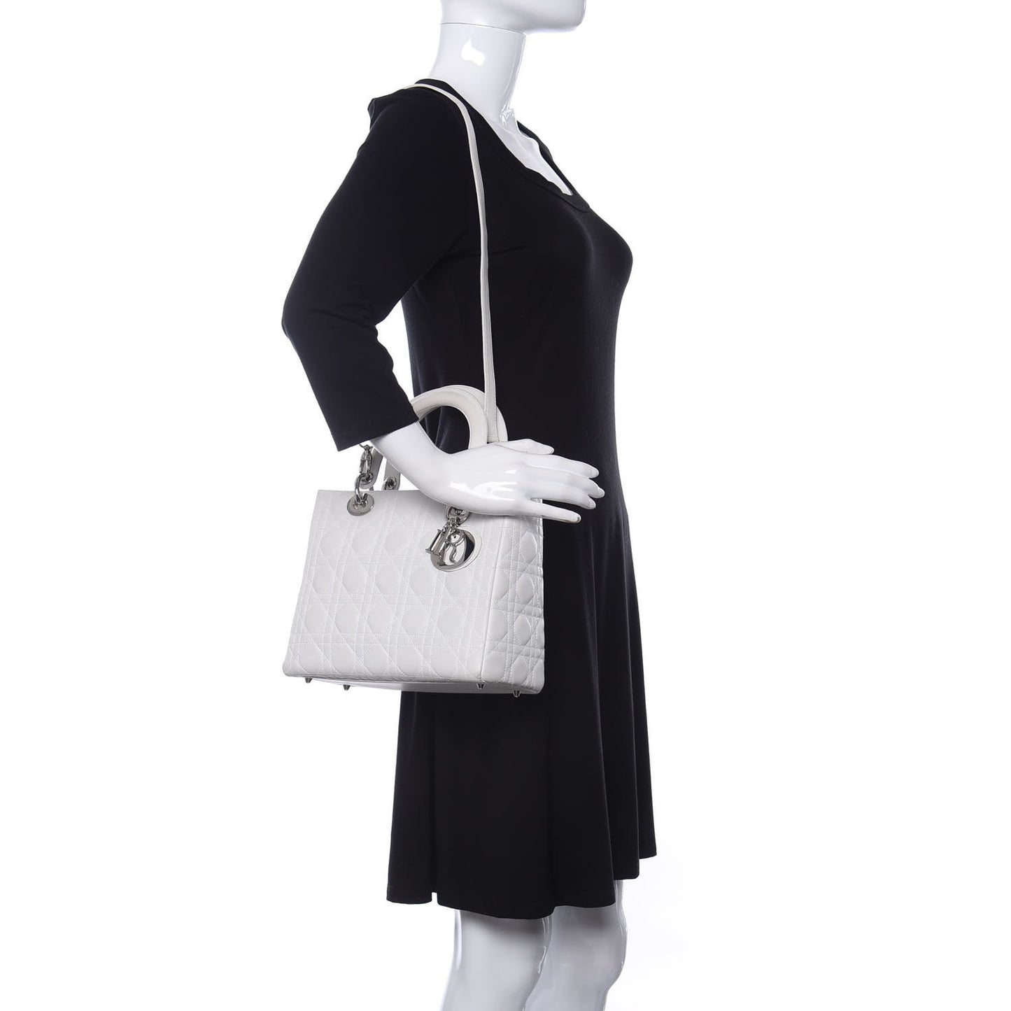 Lambskin Cannage Medium Lady Dior White
