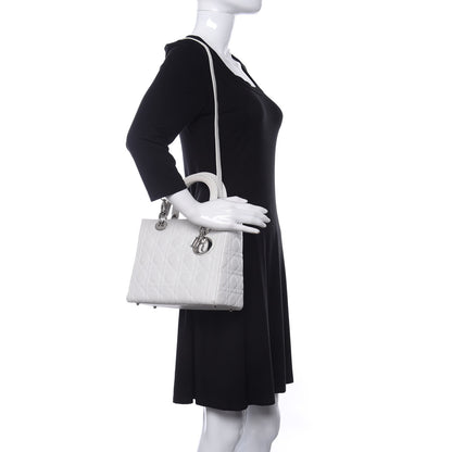 Christian Dior Lambskin Cannage Medium Lady Dior White 2 of 11