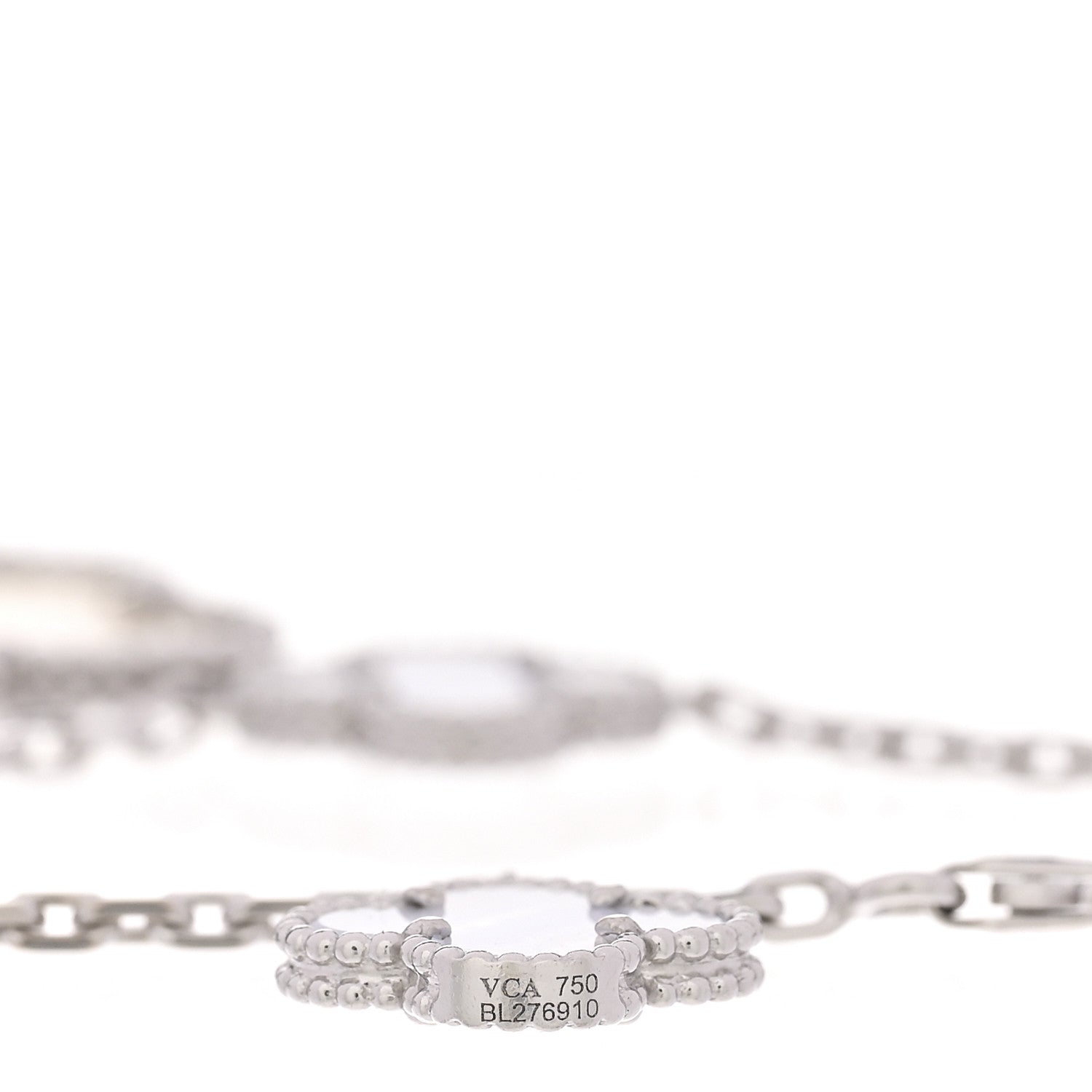 Van Cleef & Arpels 18k White Gold Chalcedony Mother of Pearl 5 Motifs Magic Alhambra Bracelet 3 of 3