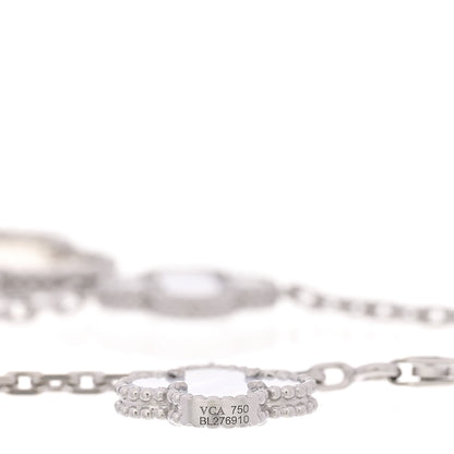 Van Cleef & Arpels 18k White Gold Chalcedony Mother of Pearl 5 Motifs Magic Alhambra Bracelet 3 of 3