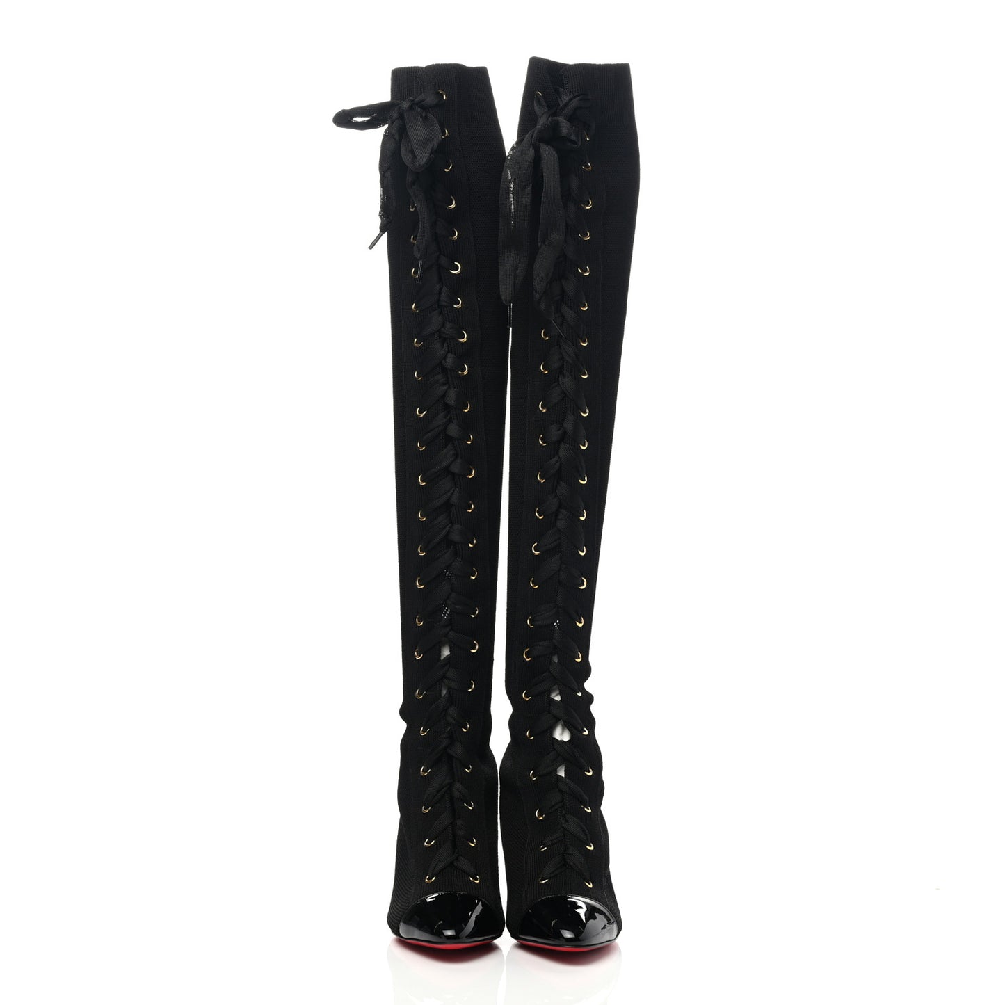 Patent Maille Tricot Frenchie 100 Sock Boots 35.5 Black