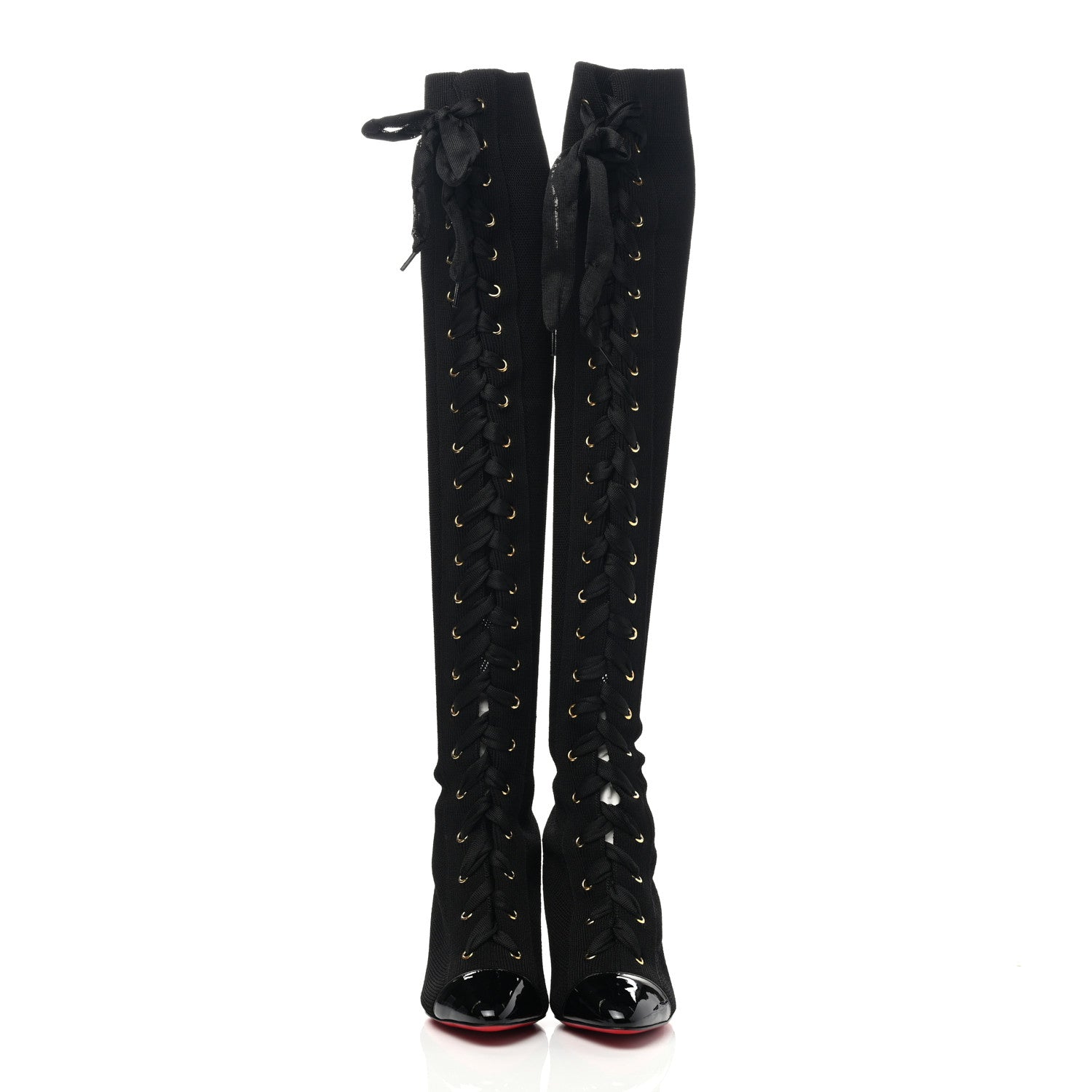 Christian Louboutin Patent Maille Tricot Frenchie 100 Sock Boots 35.5 Black 2 of 6
